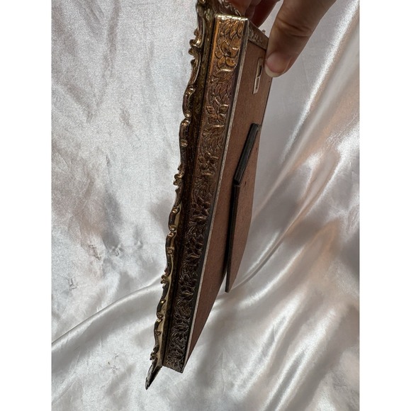 Vtg MCM Hollywood Regency Ornate Metal Picture Art Frame 5" X 7" White Gold - Picture 7 of 8